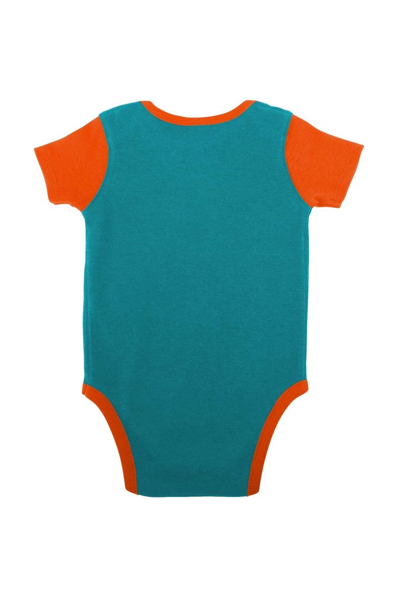 Newborn & Infant Aqua/Orange Miami Dolphins Home Field Advantage Three-Piece Bodysuit, Bib & Booties Set, Alternate, color, Aqua