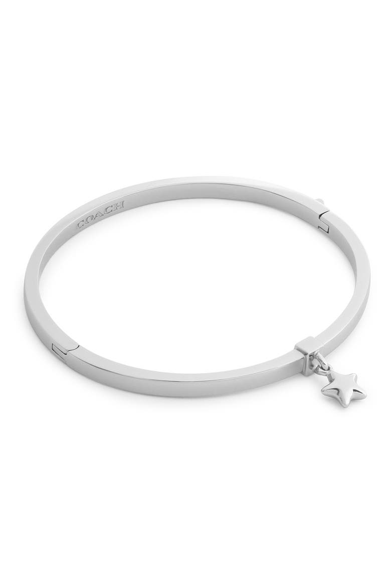 Star Charm Thin Hinge Bangle, Main, color, RHODIUM