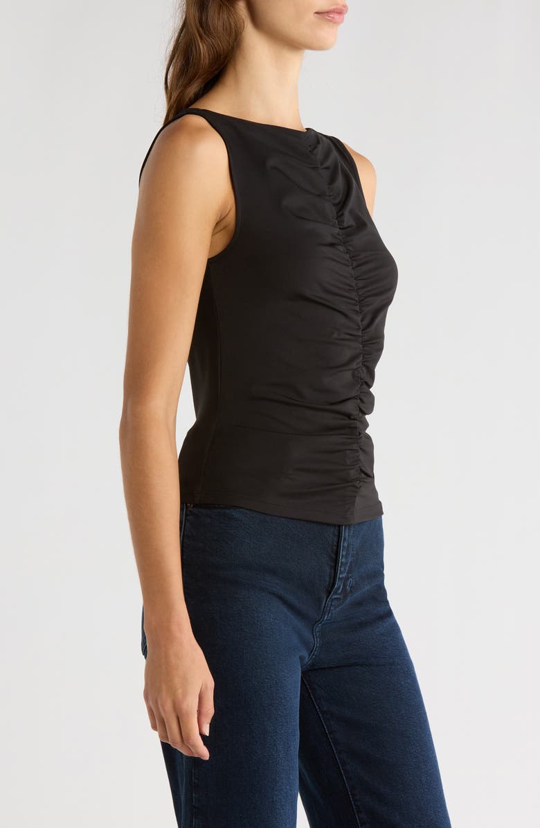 FRAME Ruched Sleeveless Top, Alternate, color, Black