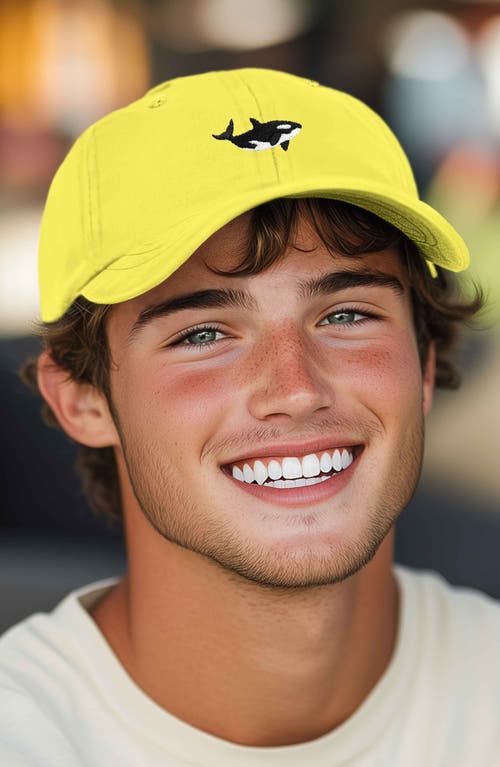 Dalix Killer Whale Embroidered Dad Hat In Yellow