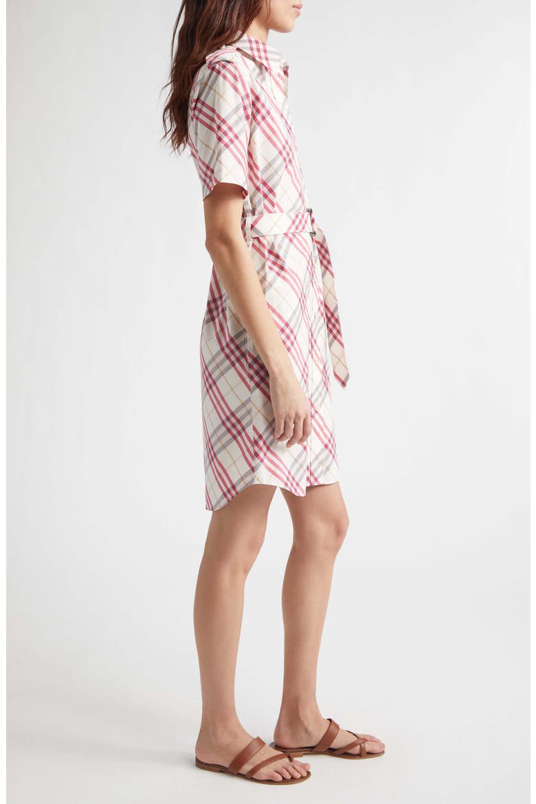 Georgina Check Belted Shirtdress, Alternate, color, CREAM