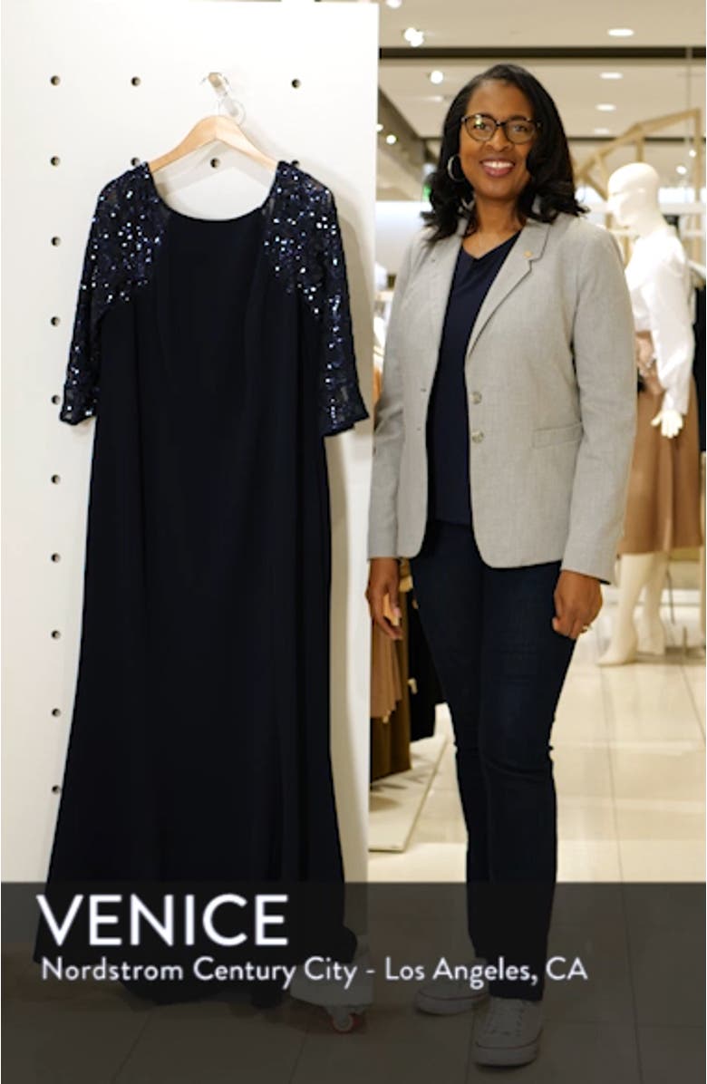 Sequin Crepe Trumpet Gown, sales video thumbnail