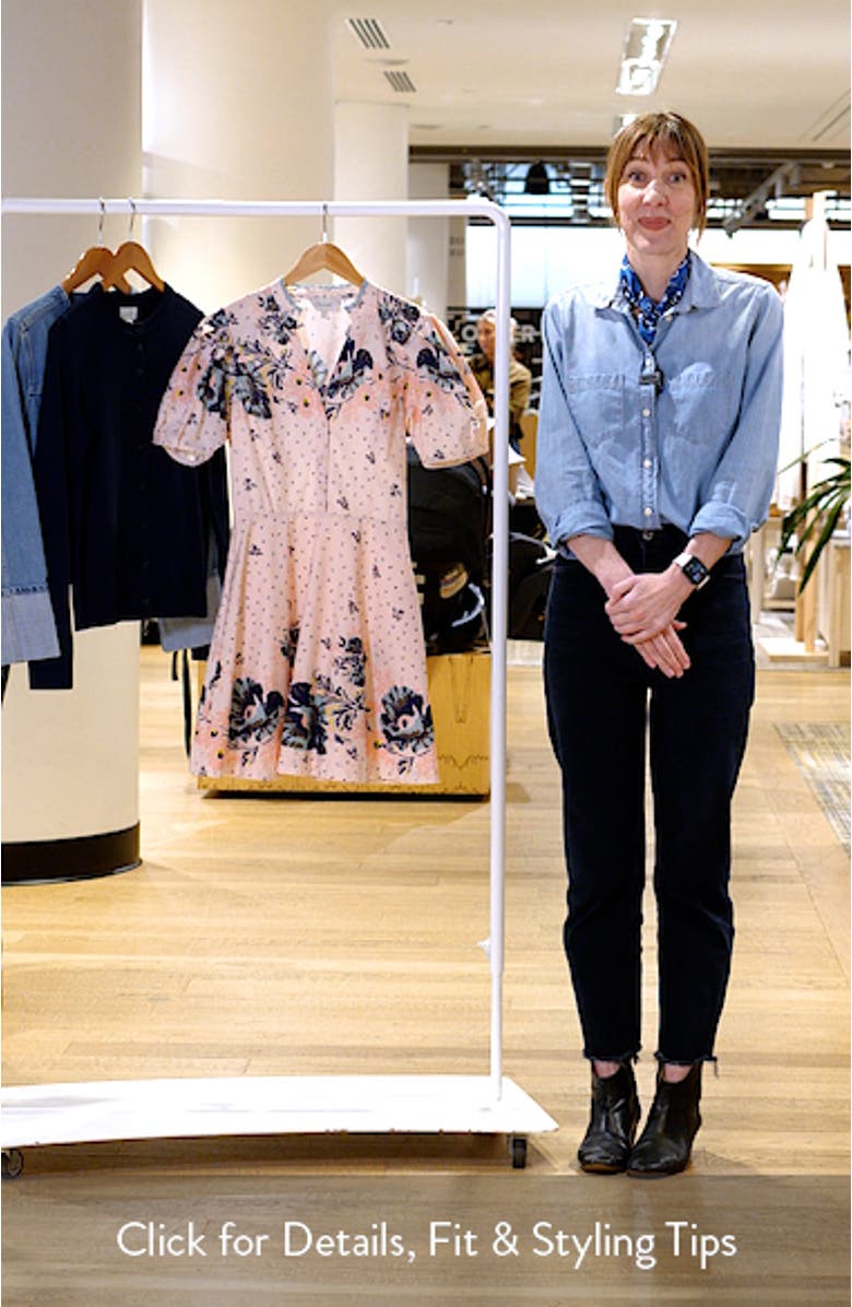 Micah Mixed Floral Print Organic Cotton Poplin Minidress, sales video thumbnail