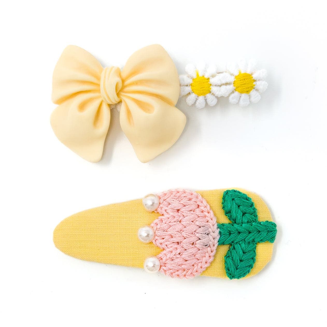 Puttisu 2pc Hair Clip Set - Bow Garden in Honeydew Bloom 