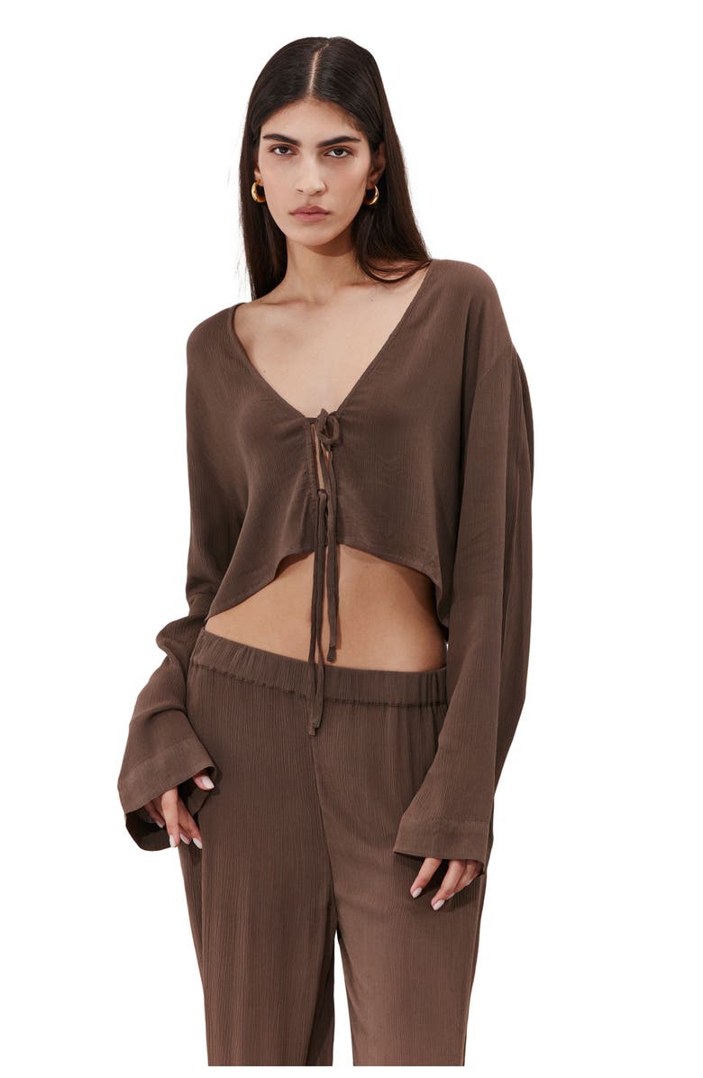 Gottex Beach Life Solena Crêpe Crop Top Cover-Up, Main, color, Khaki
