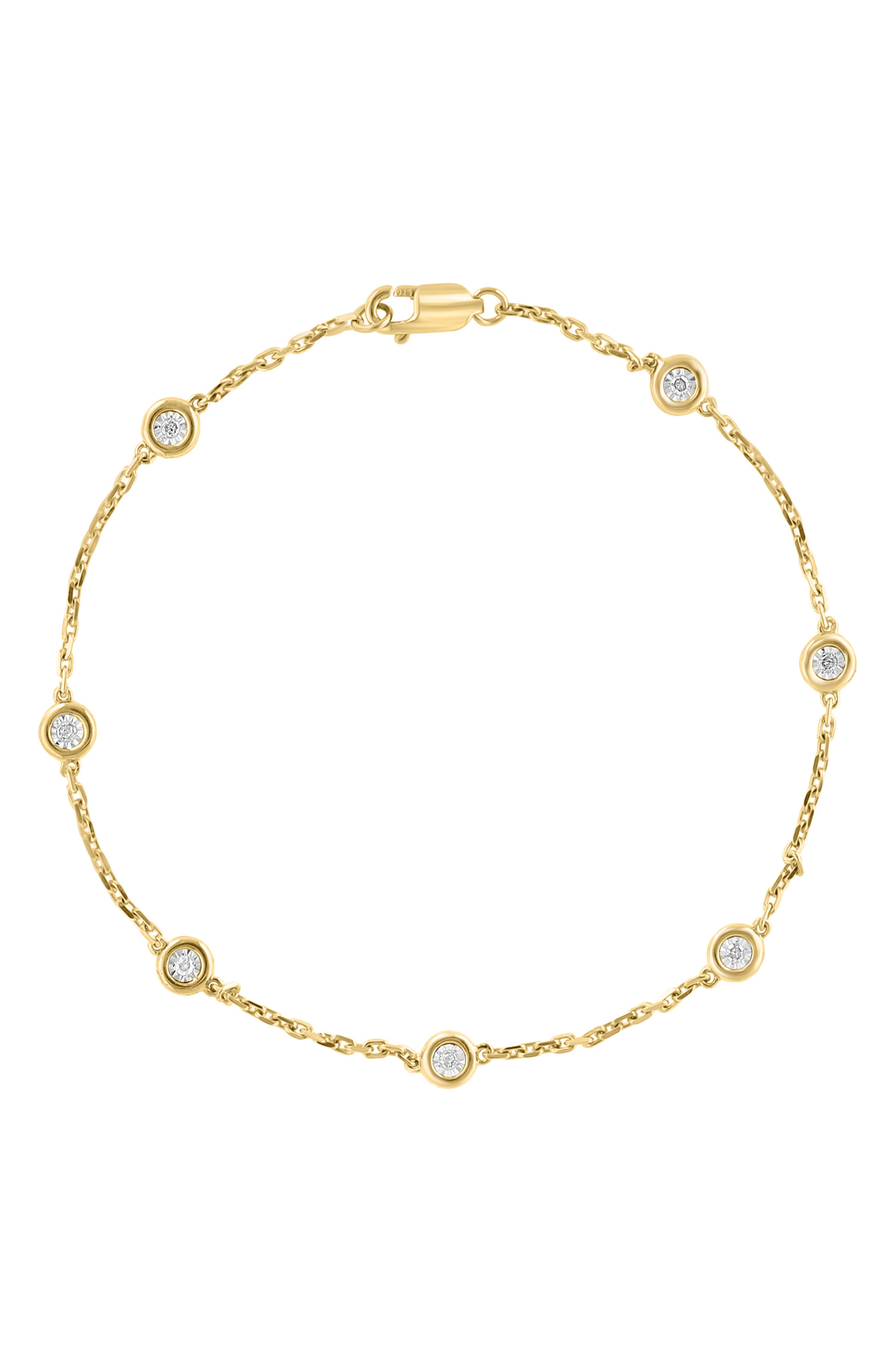 14k Gold Plated Diamond Station Bracelet