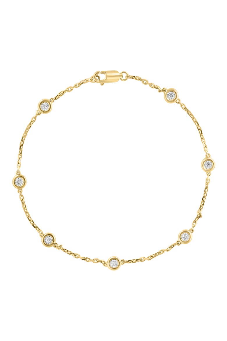 14k Gold Plated Diamond Station Bracelet, Main, color, GOLD