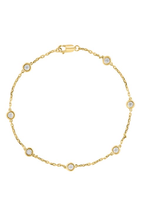14k Gold Plated Diamond Station Bracelet
