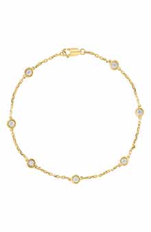 14k Gold Plated Diamond Station Bracelet
