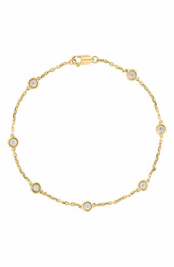 14k Gold Plated Diamond Station Bracelet