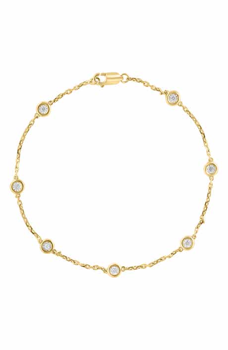 14k Gold Plated Diamond Station Bracelet