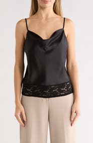 Renee C Lace Trim Satin Camisole