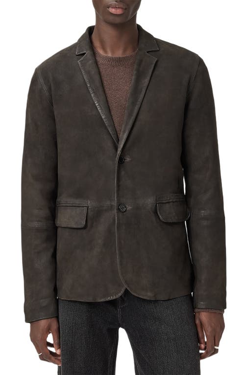 Allsaints Monet Waxed Suede Blazer In Brown