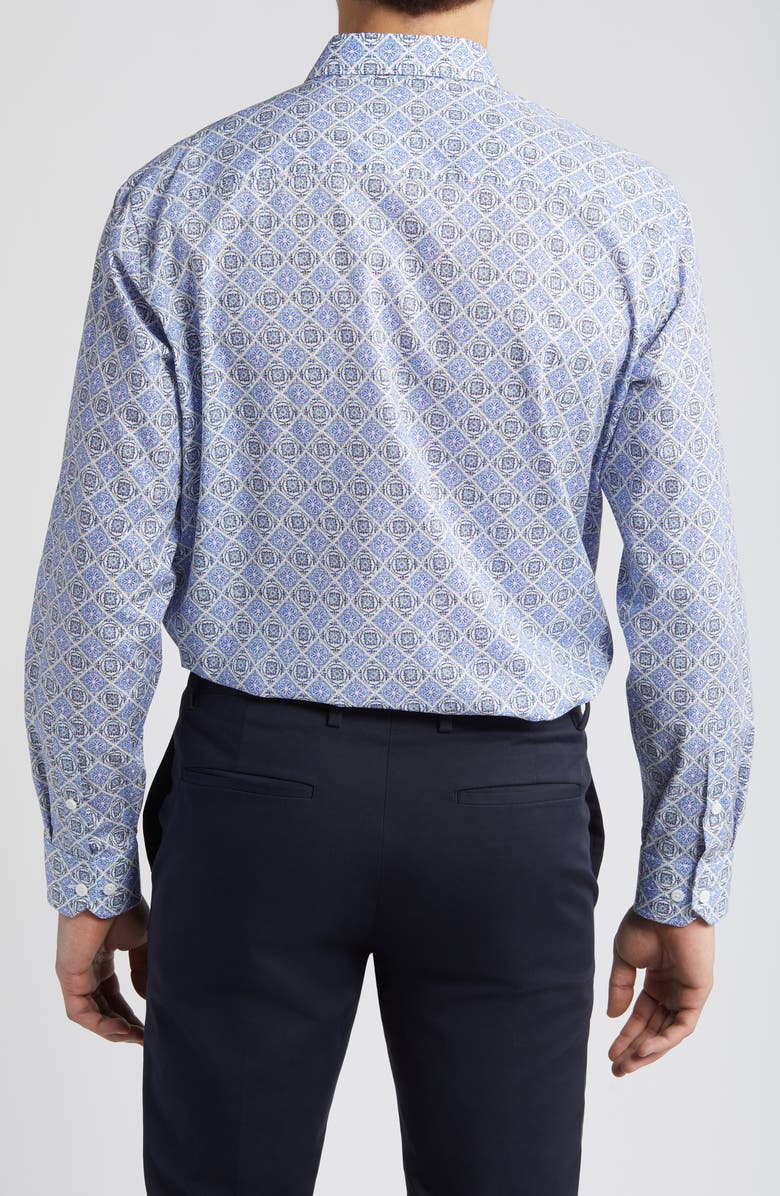 Johnston & Murphy Mosaic Print Cotton Button-Up Shirt, Alternate, color, 