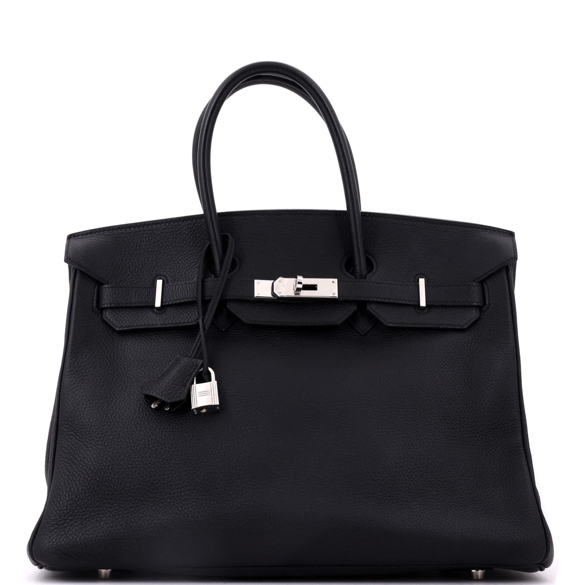 Birkin Handbag Black Clemence with Palladium Hardware 35, Main, color, Black