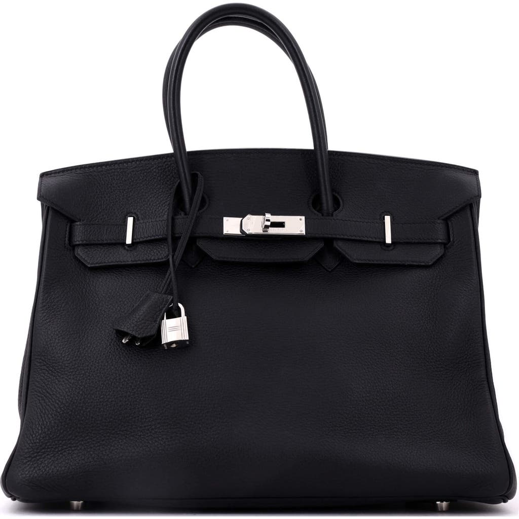 Pre-Owned Hermes Birkin Handbag Black Clemence with Palladium Hardware 35 at Nordstrom, Size Medium