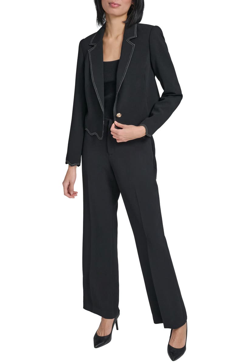 KARL LAGERFELD PARIS Scallop Hem Crop Jacket, Alternate, color, 