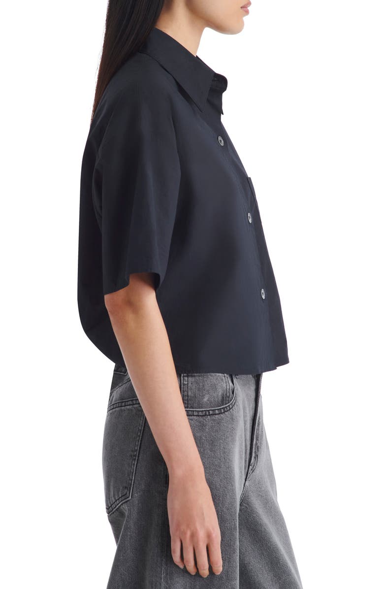 TWP Hazlewood Boxy Crop Button-Up Shirt, Alternate, color, Black