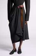 Bottega Veneta Belted Wool Grain de Poudre Long Skirt