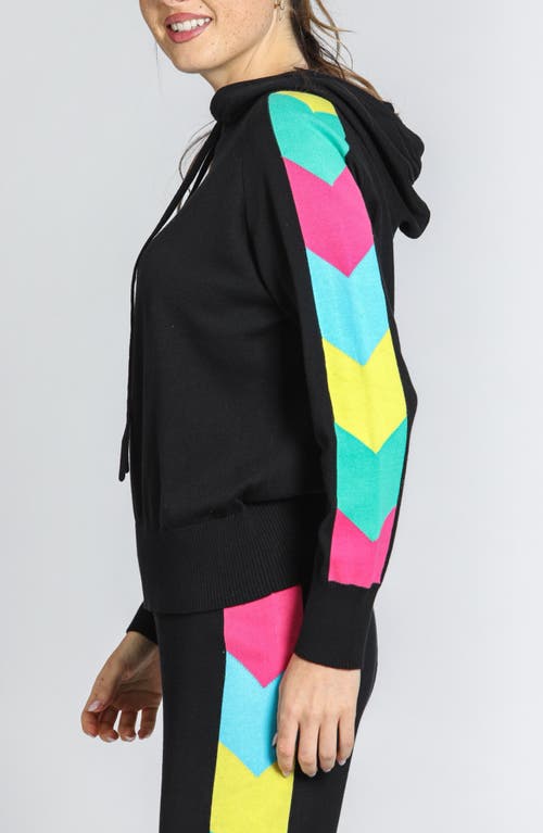 Apny Sleeve Stripe Hoodie In Black Multi