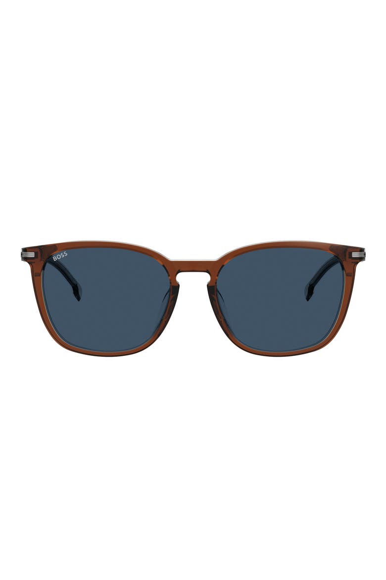 56mm Square Sunglasses, Main, color, BROWN