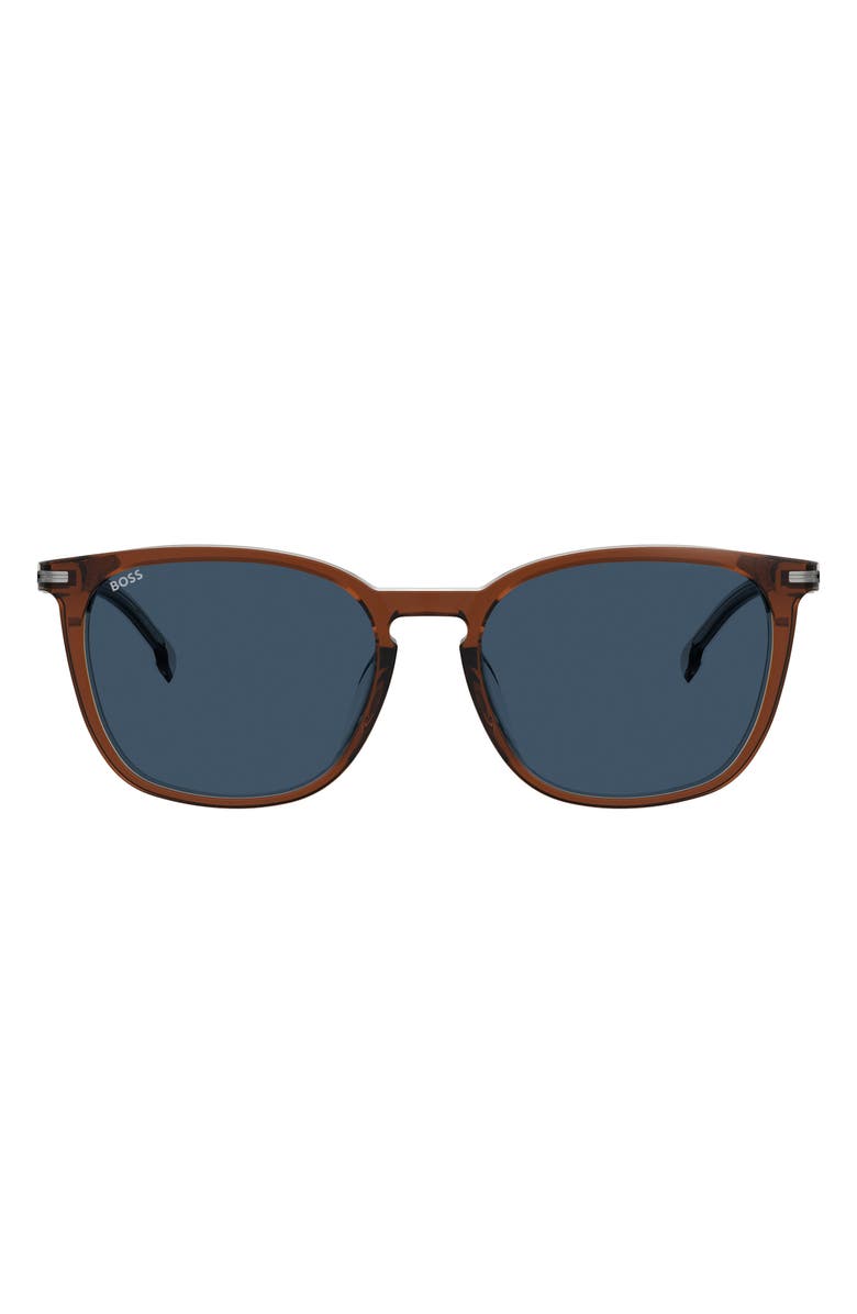 BOSS 56mm Square Sunglasses, Main, color, Brown