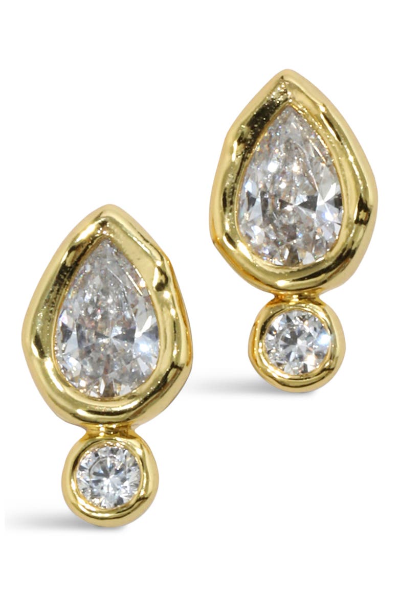 Asterales 14k Gold Plated Cubic Zirconia Teardrop Stud Earrings, Main, color, STONES