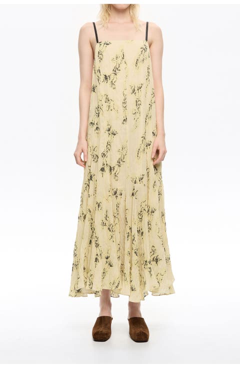 Notebook pleated asymmetric dress