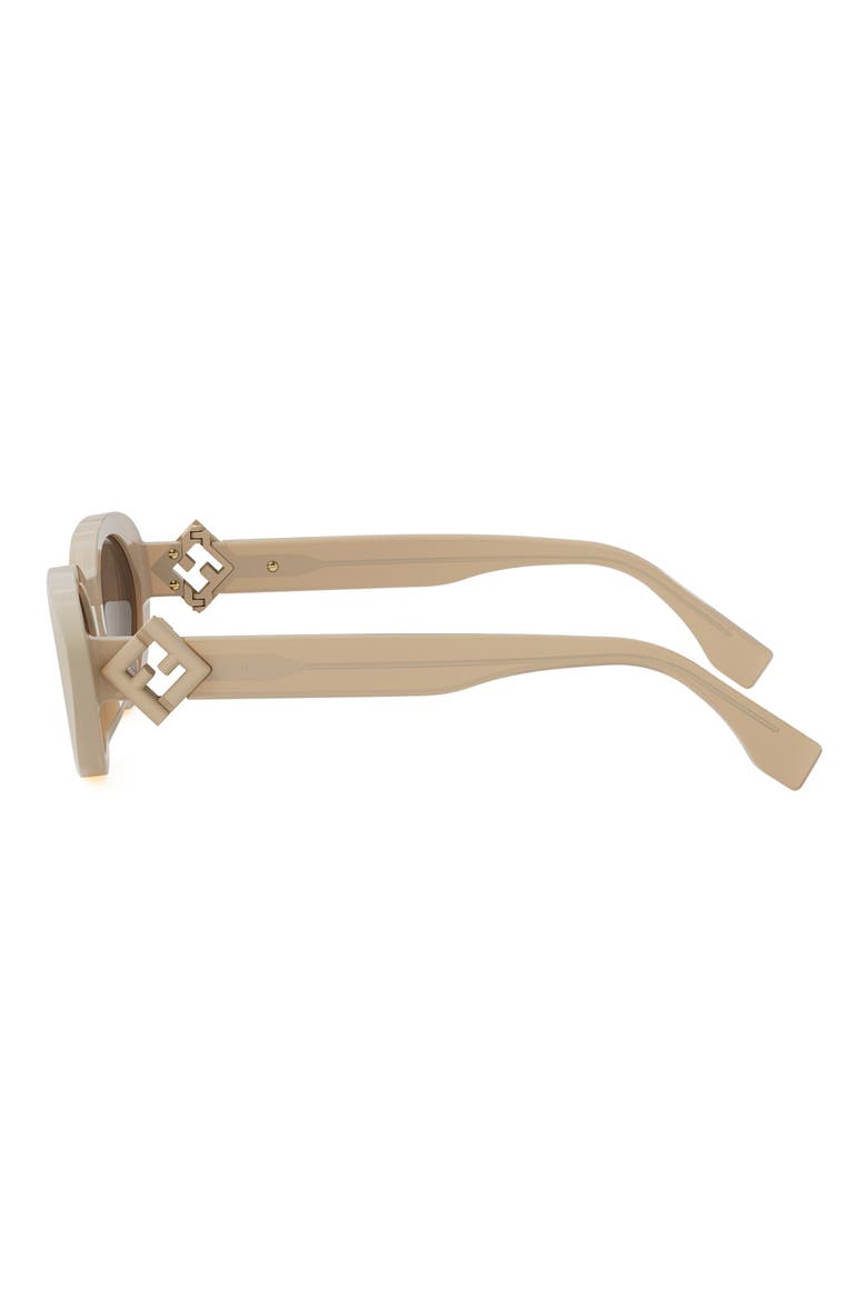'Fendi Diamonds 53mm Oval Sunglasses, Alternate, color, SHINY BEIGE / BROWN