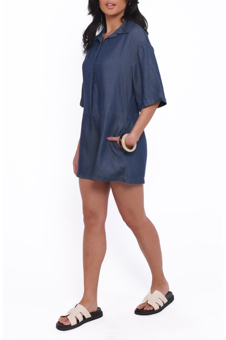 Kiya Denim Romper, Alternate, color, DARK DENIM