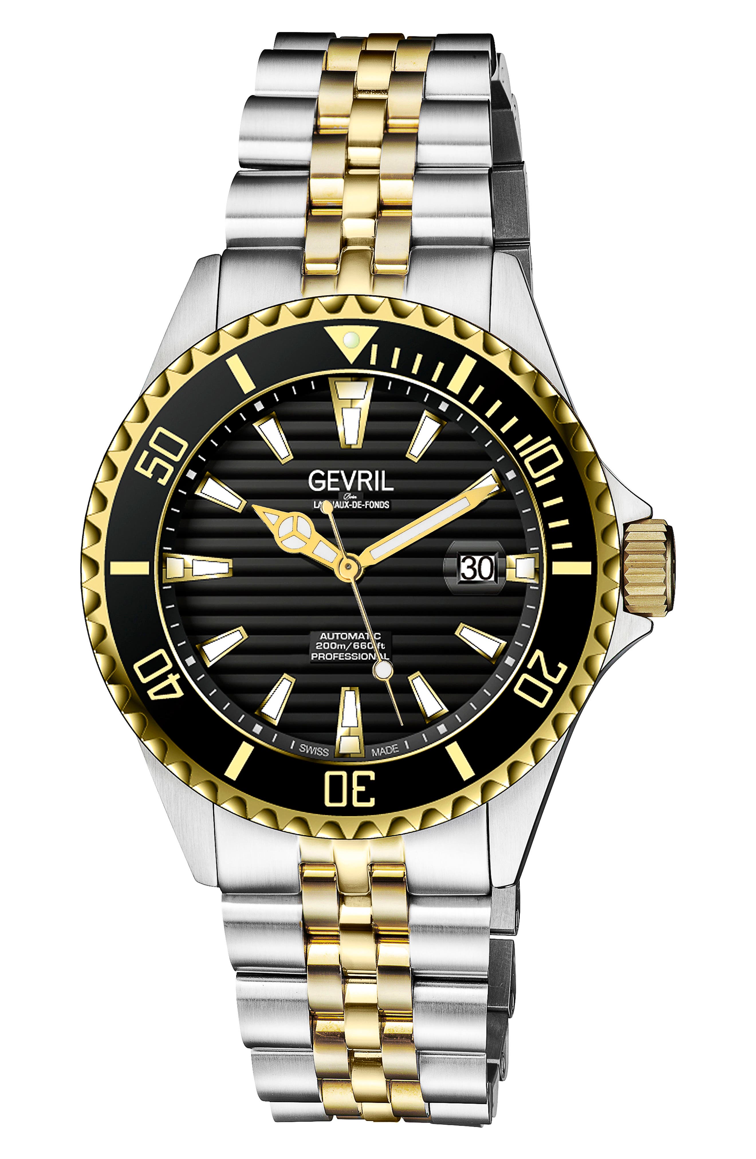 GEVRIL Chamber Two-Tone Bracelet Watch, 43mm