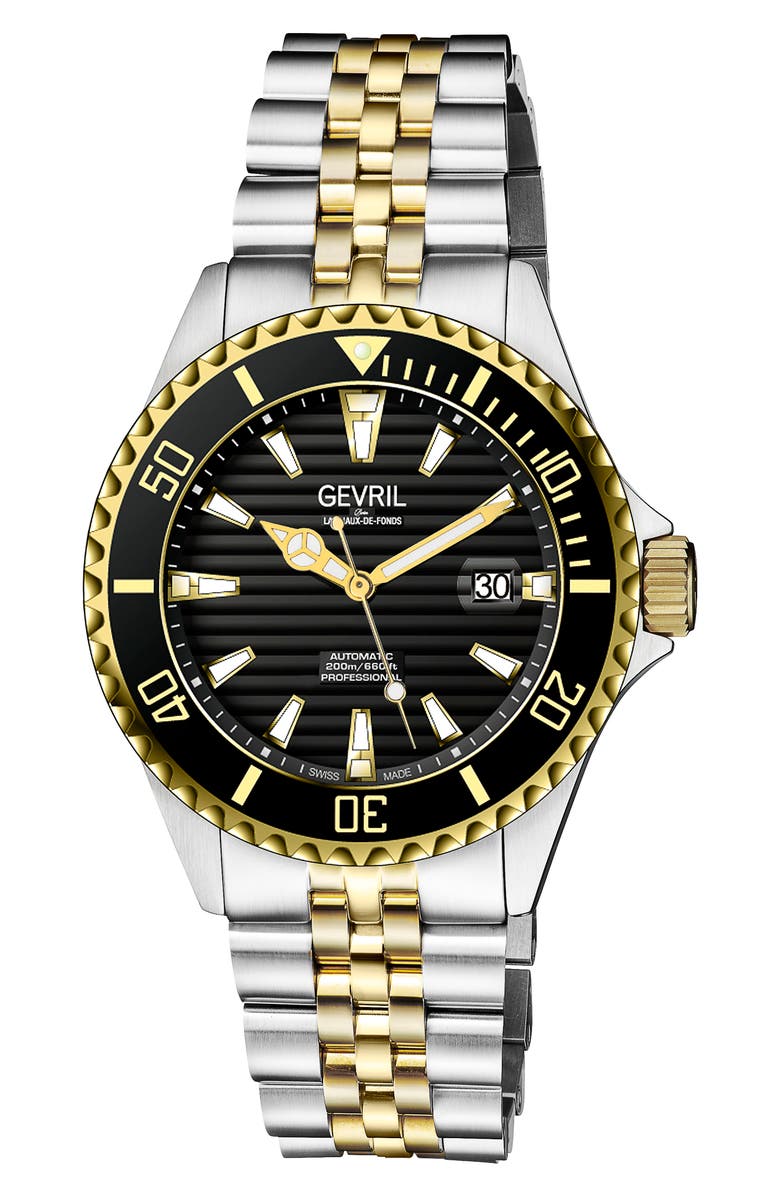 GEVRIL Chamber Two-Tone Bracelet Watch, 43mm, Main, color, Two Tone Ss/ G
