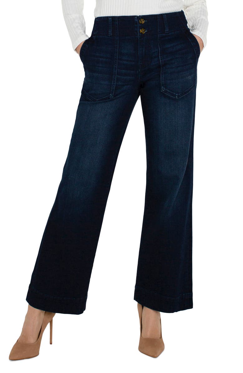 Liverpool Los Angeles Hannah Patch Pocket Flare Jeans, Alternate, color, Summit Lake