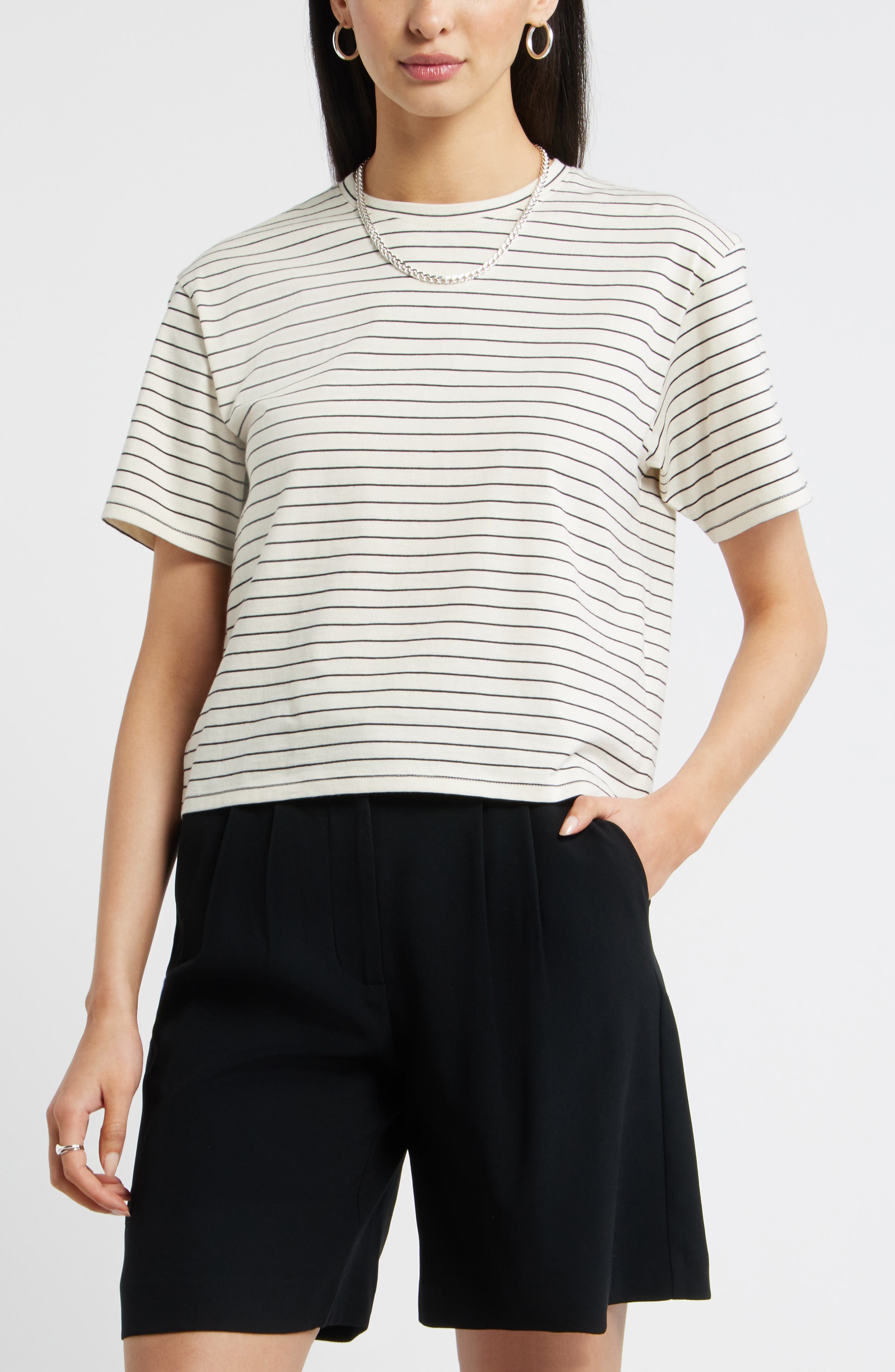 IVORY- BLACK BEA STRIPE