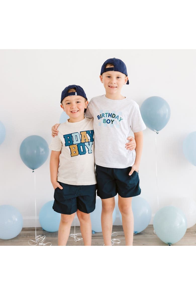 Birthday Boy Checker Short Sleeve T-Shirt, Alternate, color, Ash