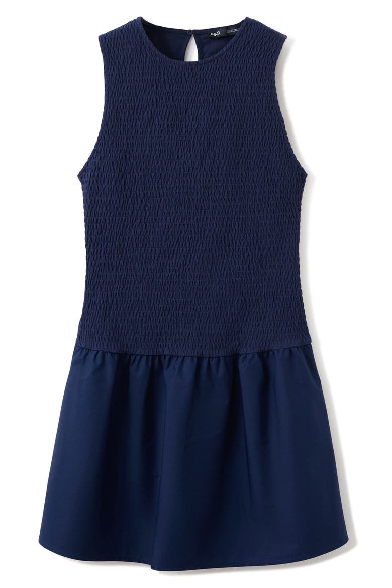 Smocked Sleeveless Minidress, Alternate, color, NIGHT BLUE