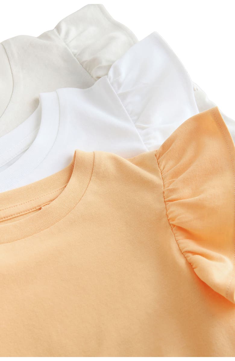 NEXT Kids' 3-Pack Assorted Flutter Sleeve T-Shirts, Alternate, color, White Multi