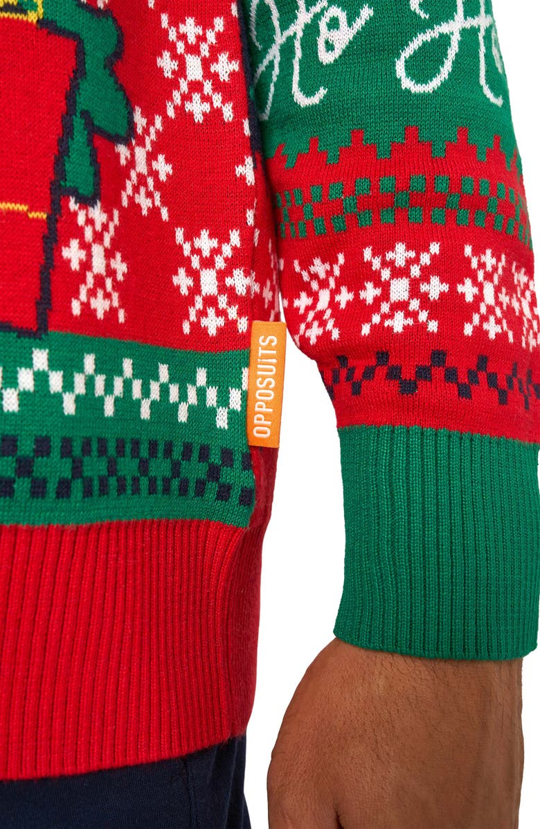 OppoSuits Happy Claus Christmas Crewneck Sweater, Alternate, color, Red Multi