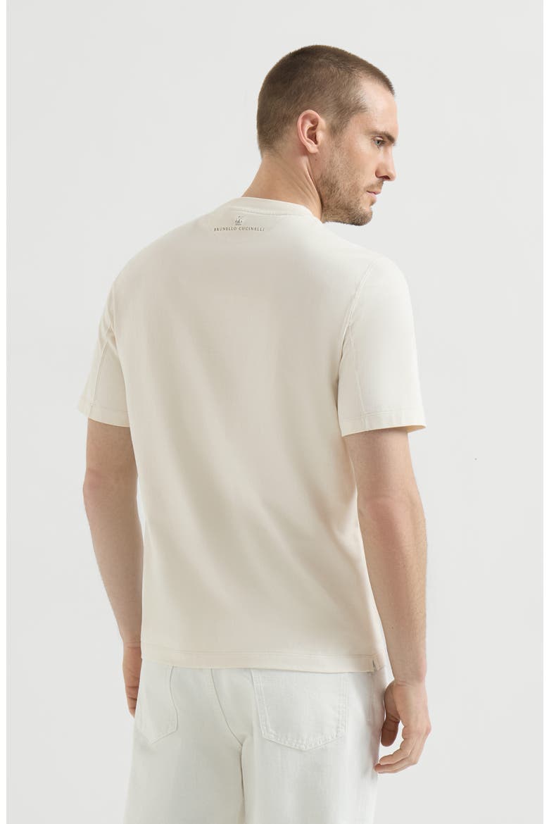 Cotton jersey crew-neck T-shirt with embroidery and print, Alternate, color, White