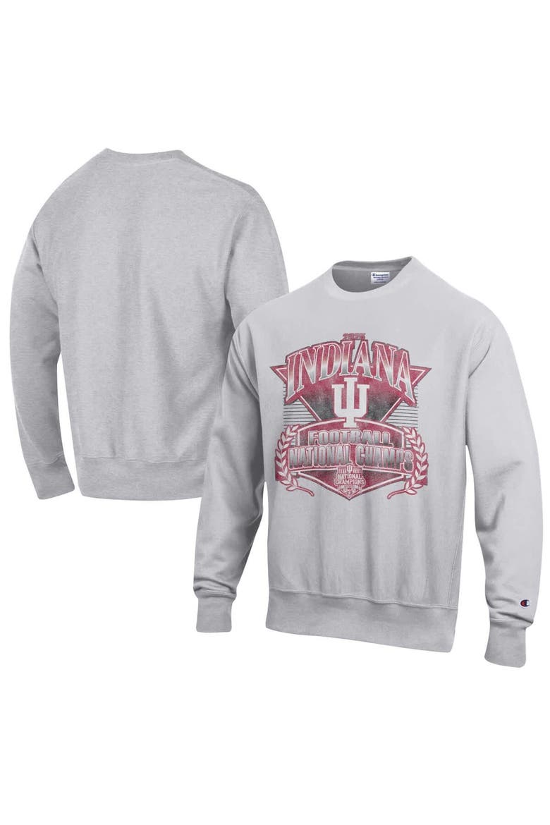 Unisex Champion Heather Gray Indiana Hoosiers College Football Playoff 2025 National Champions Reverse Weave Sweatshirt, Main, color, Heather Gray