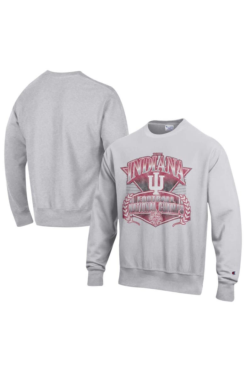 Champion Unisex Champion Heather Gray Indiana Hoosiers College Football Playoff 2025 National Champions Reverse Weave Sweatshirt, Main, color, Heather Gray