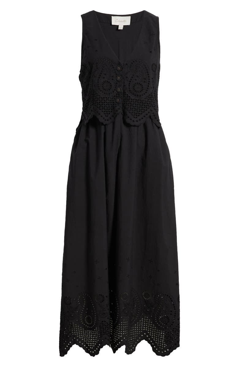 Cleobella Julie Organic Cotton Poplin Midi Dress, Alternate, color, Black