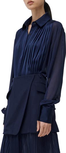 Vinka Pleated Button-Up Shirt