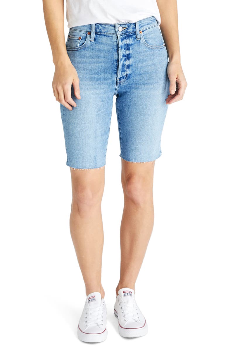 ÉTICA Brandy High Waist Denim Bermuda Cutoff Shorts, Main, color,