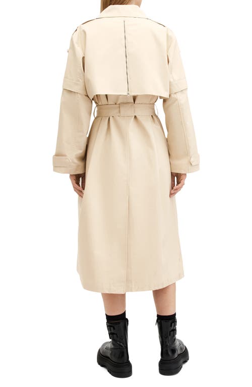 Allsaints Clyde Oversized Double Breasted Trench Coat In Ecru White