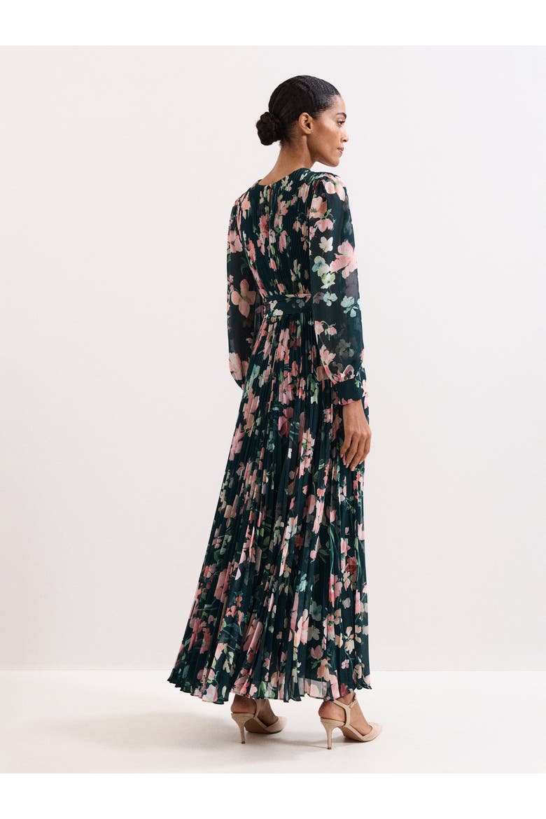 Rosa V-Neck Floral Maxi Dress, Alternate, color, Teal