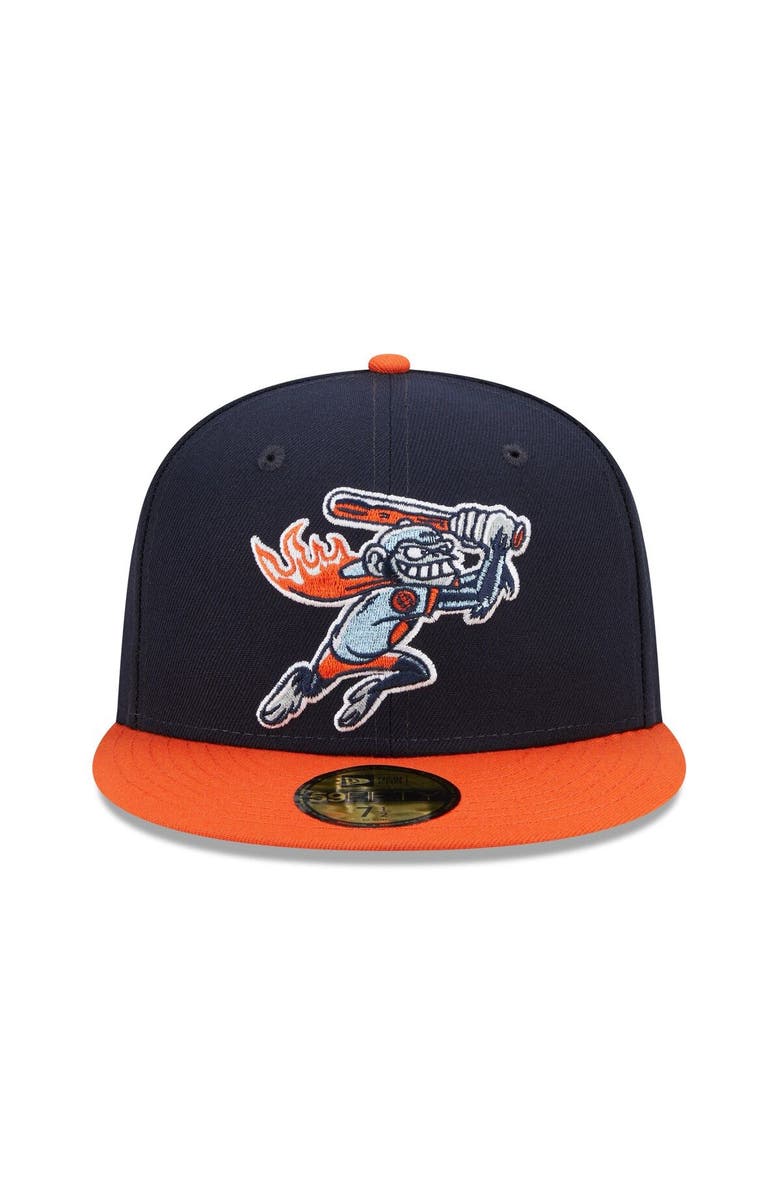 New Era Men's New Era Navy/Orange Bowling Green Hot Rods Marvel x Minor League 59FIFTY Fitted Hat, Alternate, color,