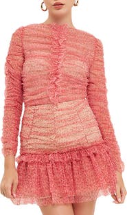 Endless Rose Floral Print Ruffle Tulle Top