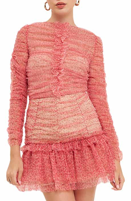 Endless Rose Floral Print Ruffle Tulle Top