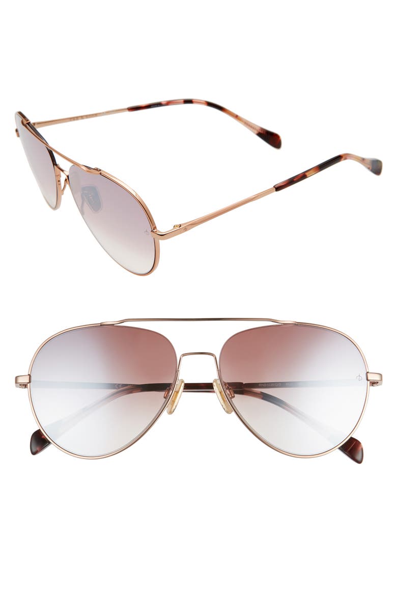 58mm Gradient Aviator Sunglasses, Main, color, RED GOLD/ BROWN